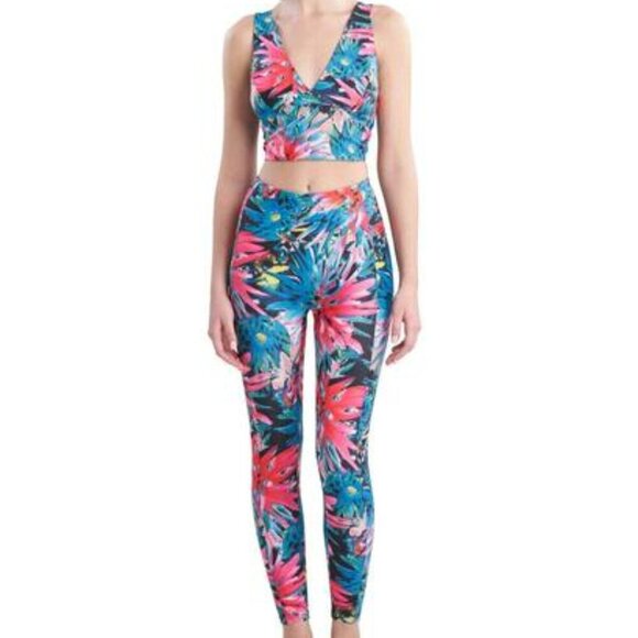 NWT Natori Josie Solstice Azalea Athletic Cami Crop Top Pink Blue Multi Size XL - Picture 3 of 12